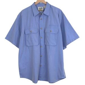 TravelSmith Utility Vented Technical Shirt Men's Sz XXL Blue Button Short Sleeve